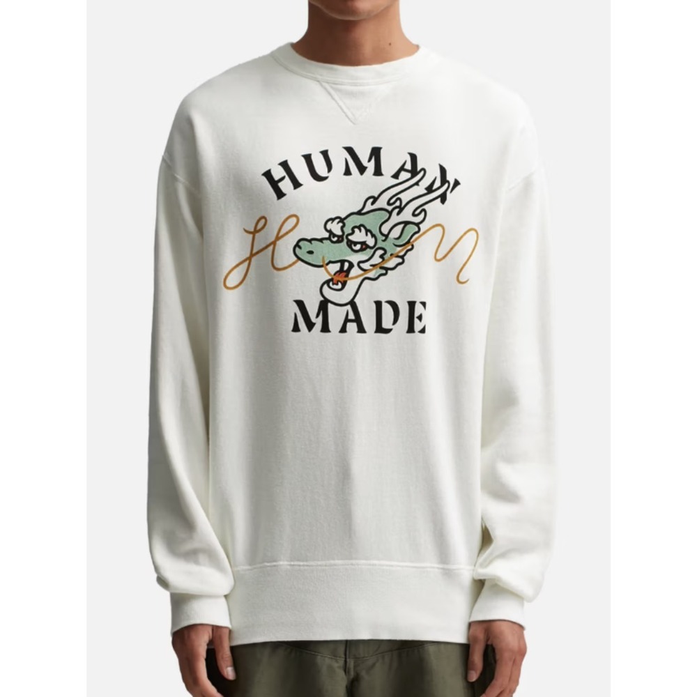 NEW Human Made Dragon Sweatshirt White XL HM27CS023 NWT‎ Japan 2024 Year Dragon